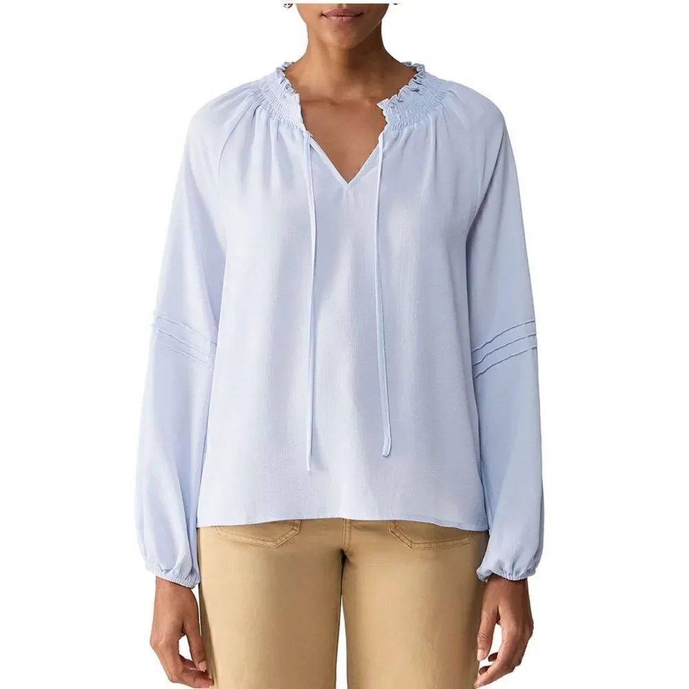 Social Standard Sanctuary Tallie Long Sleeve Peasant Top NWT Sz M Seaspray Blue